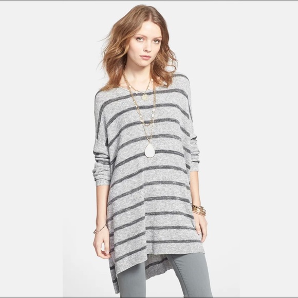 Free People High/Low Tunic Striped Grey - Picture 5 of 9